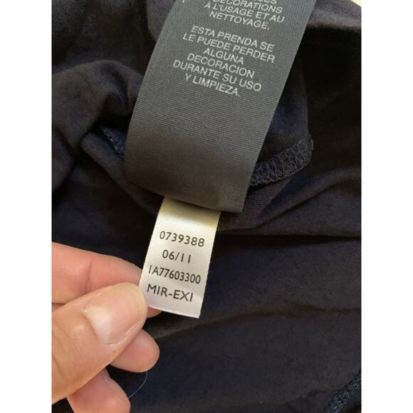 Tommy Hilfiger Tank Blouse Womens M Dark Blue Ruffle Gold Sequin Round Neck - Picture 6 of 6